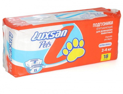 Luxsan Pets подгузники впитывающие для животных 2-4кг XS N 18