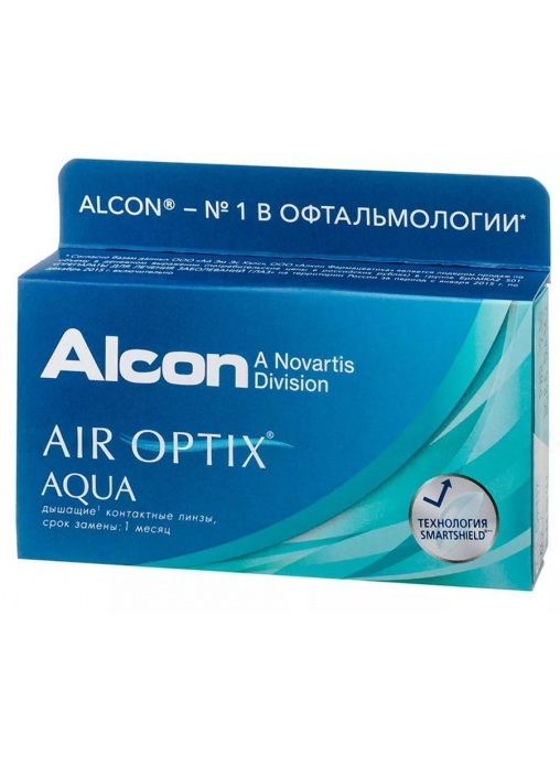Alcon Air Optix Aqua 30тидневные контактные линзы D 14.2/R 8.6/ +1.50 N 3