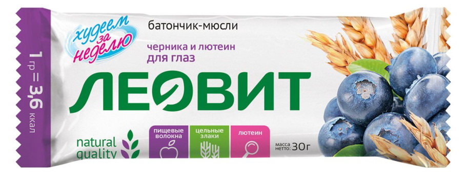 ЛЕОВИТ батончик-мюсли Черника с лютеином 30г