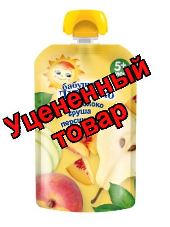 Бабушкино лукошко ассорти пюре яблоко/груша/персик мягкая упаковка 90г 5+мес